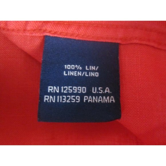 Faconnable Men shirt short sleeve pit to pit 26 L classic linen red vintage - Picture 12 of 12